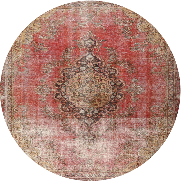 Square Machine Washable Traditional Light Copper Gold Rug, wshtr3081