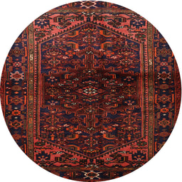 Square Machine Washable Traditional Red Brown Rug, wshtr3085