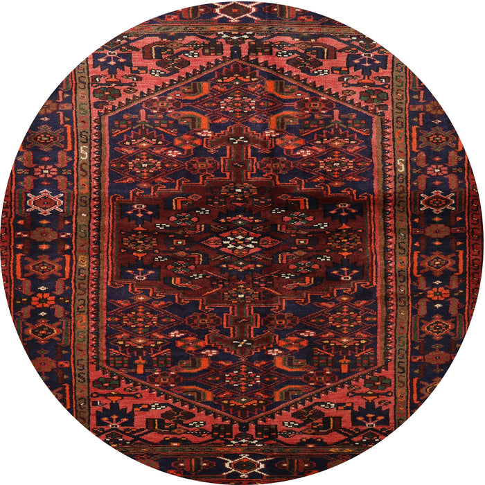 Round Traditional Red Brown Persian Rug, tr3085