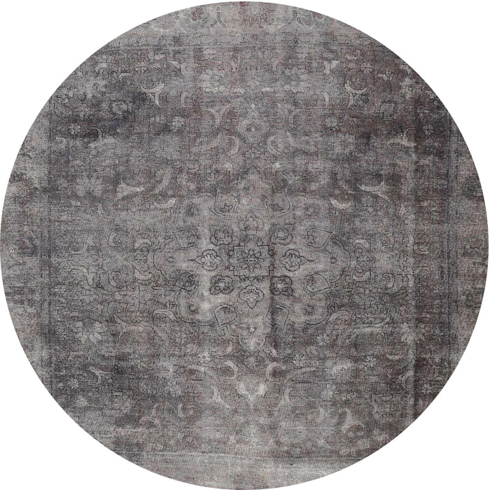 Square Machine Washable Traditional Carbon Gray Rug, wshtr3088