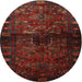 Round Traditional Dark Red Persian Rug, tr3089