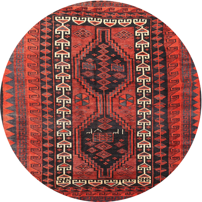 Round Traditional Chestnut Brown Persian Rug, tr308