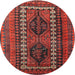 Round Traditional Chestnut Brown Persian Rug, tr308