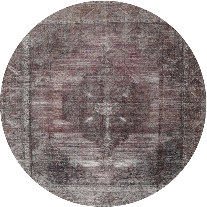 Square Machine Washable Traditional Rosy-Finch Purple Rug, wshtr3091