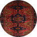 Round Traditional Crimson Red Persian Rug, tr3093