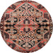 Round Traditional Sunrise Orange Persian Rug, tr3096