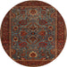 Round Traditional Brown Persian Rug, tr30