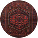 Round Traditional Maroon Red Persian Rug, tr3102