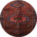 Round Traditional Maroon Red Persian Rug, tr3107
