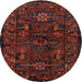 Round Traditional Deep Red Persian Rug, tr3108