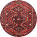 Round Traditional Chestnut Brown Persian Rug, tr310