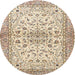 Round Traditional Dark Almond Brown Persian Rug, tr3110