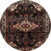 Square Machine Washable Traditional Brown Rug, wshtr3114