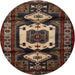 Round Traditional Red Persian Rug, tr3116