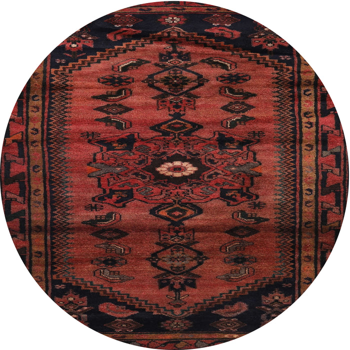 Round Traditional Maroon Red Persian Rug, tr3117