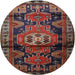 Round Traditional Dark Gold Brown Persian Rug, tr3119