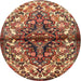 Round Traditional Saffron Red Persian Rug, tr3122