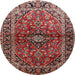 Round Traditional Orange Salmon Pink Medallion Rug, tr3124