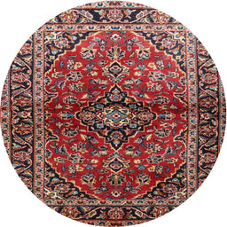 Square Machine Washable Traditional Orange Salmon Pink Rug, wshtr3124