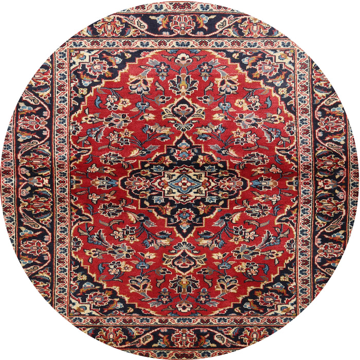 Square Machine Washable Traditional Orange Salmon Pink Rug, wshtr3124