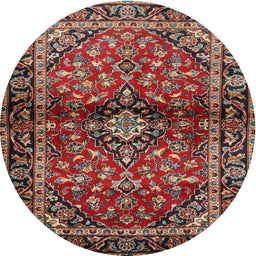 Square Machine Washable Traditional Saffron Red Rug, wshtr3125