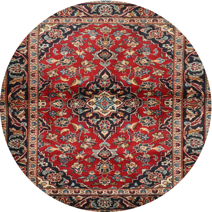 Square Machine Washable Traditional Saffron Red Rug, wshtr3125