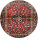 Round Traditional Saffron Red Medallion Rug, tr3125