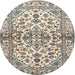 Round Traditional Desert Sand Beige Medallion Rug, tr3126