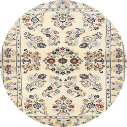 Round Traditional Vanilla Gold Persian Rug, tr3127