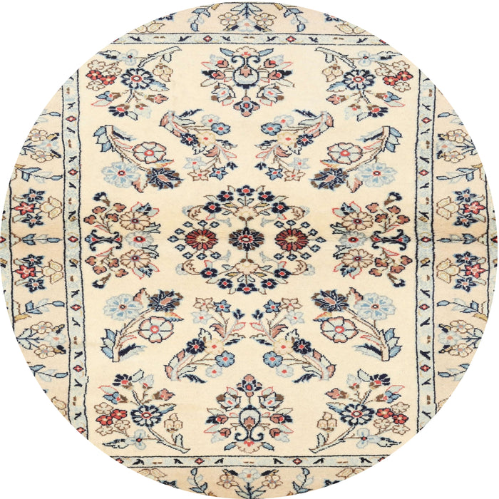 Round Traditional Vanilla Gold Persian Rug, tr3127