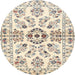 Round Traditional Vanilla Gold Persian Rug, tr3127