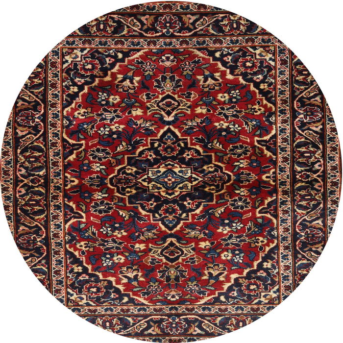 Square Machine Washable Traditional Deep Red Rug, wshtr3129