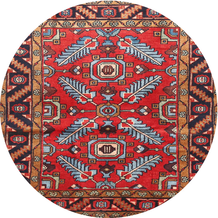 Round Traditional Dark Almond Brown Persian Rug, tr312