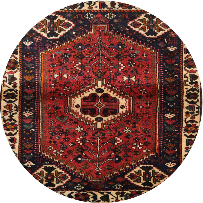 Round Traditional Chestnut Brown Persian Rug, tr3131