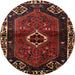 Round Traditional Chestnut Brown Persian Rug, tr3131