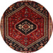 Round Traditional Chestnut Brown Persian Rug, tr3132