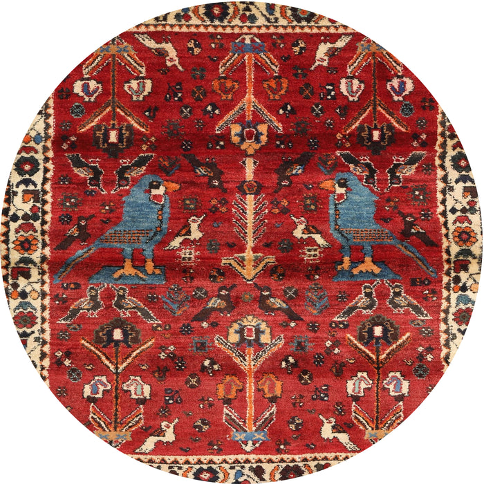 Square Machine Washable Traditional Red Rug, wshtr3133