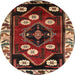 Round Traditional Dark Almond Brown Persian Rug, tr3134
