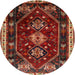 Round Traditional Red Persian Rug, tr3139