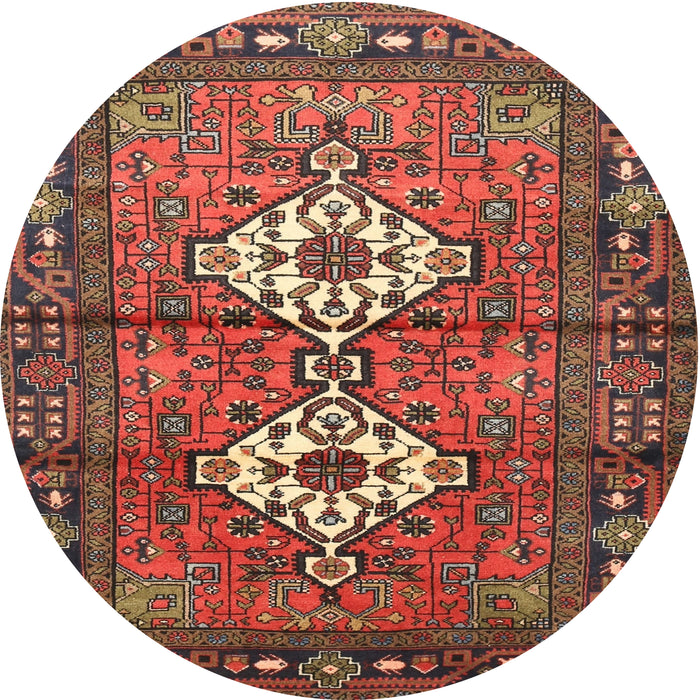 Round Traditional Rust Pink Persian Rug, tr313