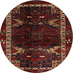 Round Traditional Reddish Brown Animal Rug, tr3140