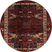 Round Traditional Reddish Brown Animal Rug, tr3140