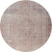 Round Traditional Tan Brown Persian Rug, tr3141