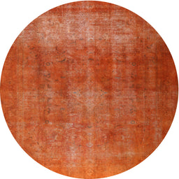 Round Traditional Orange Red Persian Rug, tr3150