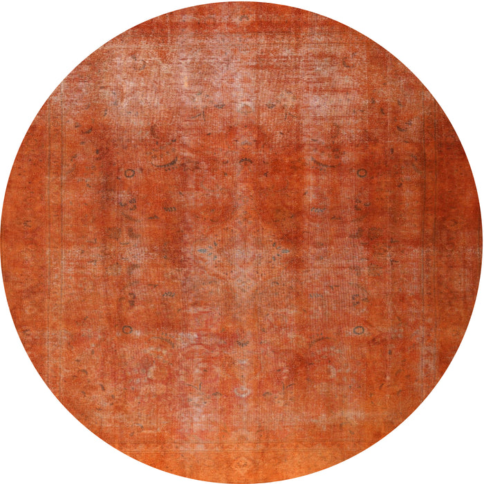 Round Traditional Orange Red Persian Rug, tr3150