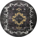 Round Traditional Charcoal Black Persian Rug, tr3151