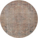 Round Traditional Dark Almond Brown Persian Rug, tr3152