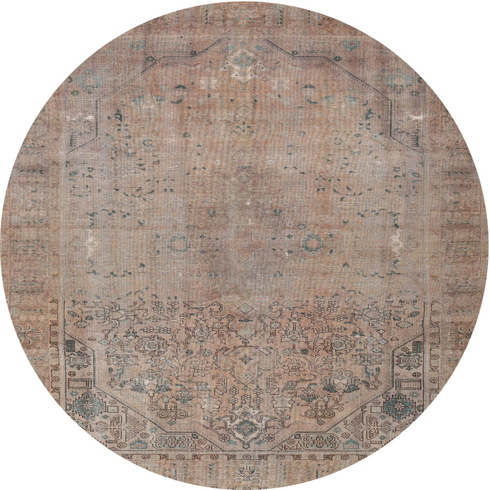 Square Machine Washable Traditional Dark Almond Brown Rug, wshtr3152