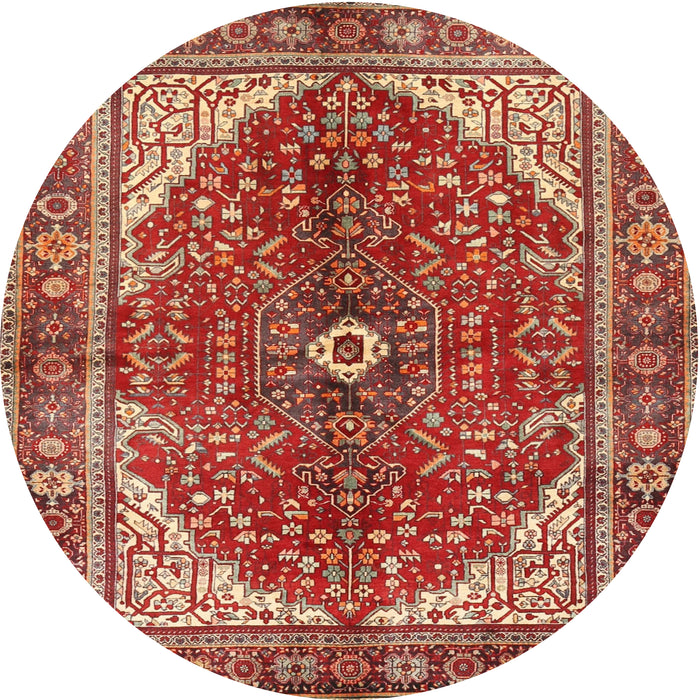 Square Machine Washable Traditional Tangerine Pink Rug, wshtr3154