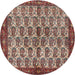 Round Traditional Saffron Red Persian Rug, tr3155